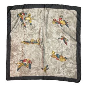 Vintage Italian Polyester Scarf Duck Hunting Large Square